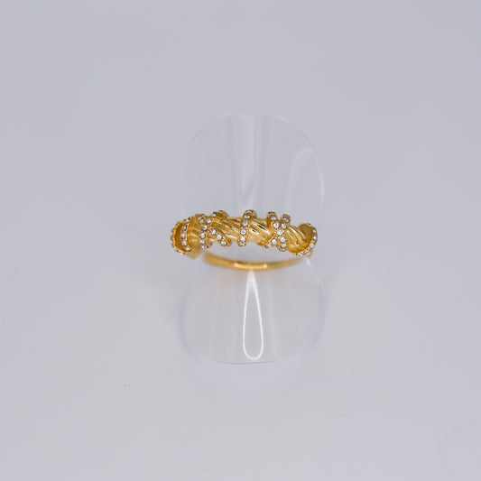 Anel Ajustável com X Brilhante