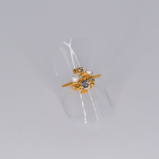 Anel Ajustável Pérolas com Brilhantes