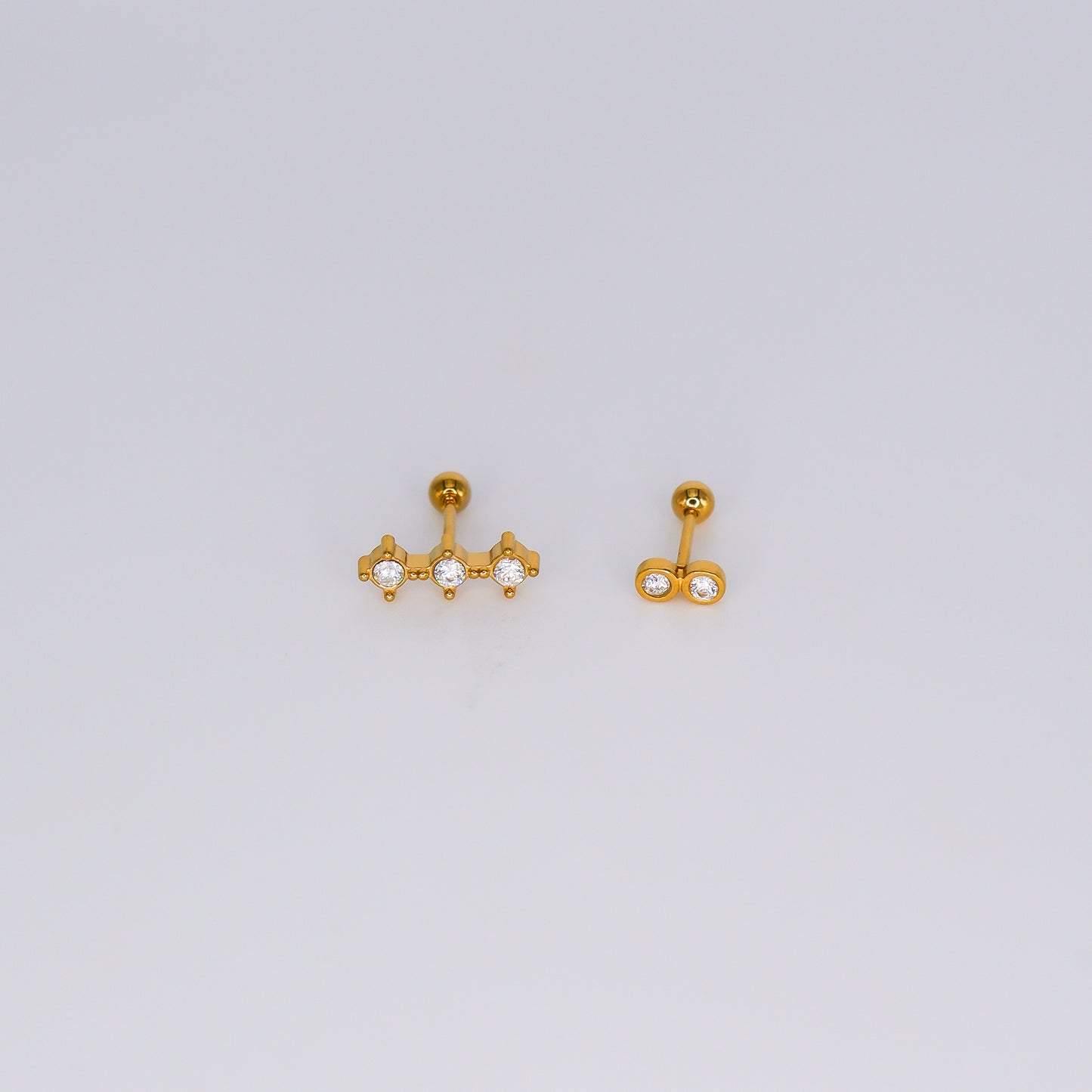 Piercing Aço Inoxidável 3 e 2 Brilhos