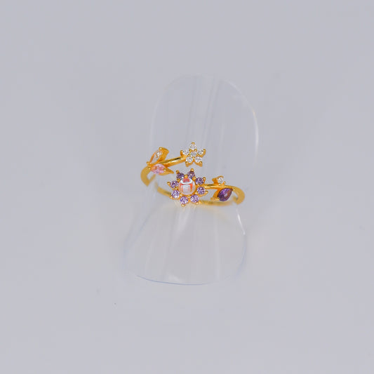 Anel S925 Ajustável Flores