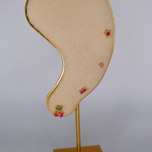 Piercings Bolinha Dourados Rosa