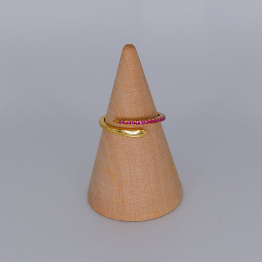 Anel S925 Ajustável Cobra Rosa