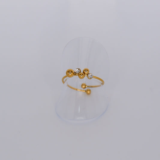 Anel Ajustável Brilhantes e Bolas