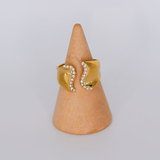 Anel Ajustável Brilho em Onda