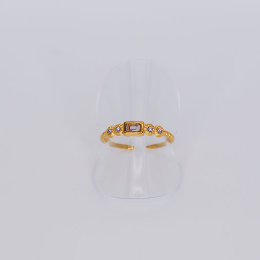 Anel Ajustável 4 Brilhos e 1 Rectângulo Lilás