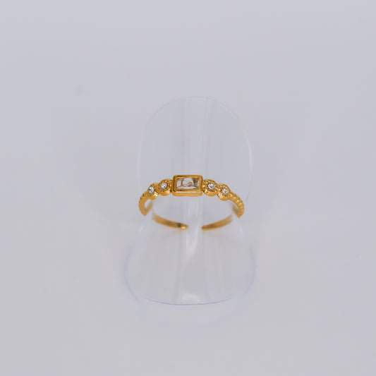 Anel Ajustável 4 Brilhos e 1 Rectângulo Transparente