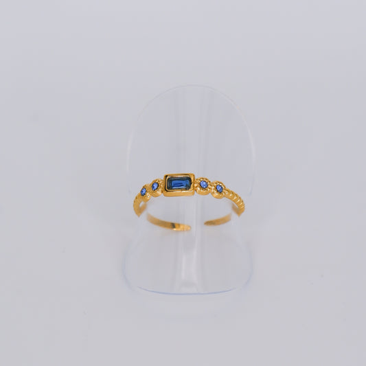 Anel Ajustável 4 Brilhos e 1 Rectângulo Azul