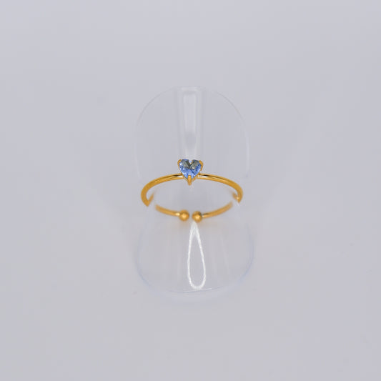 Anel Ajustável Coração Azul