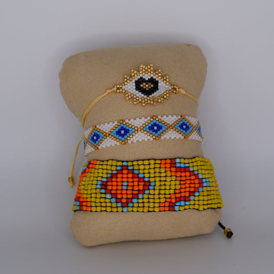 Pulseira Ajustável Missangas Coloridas