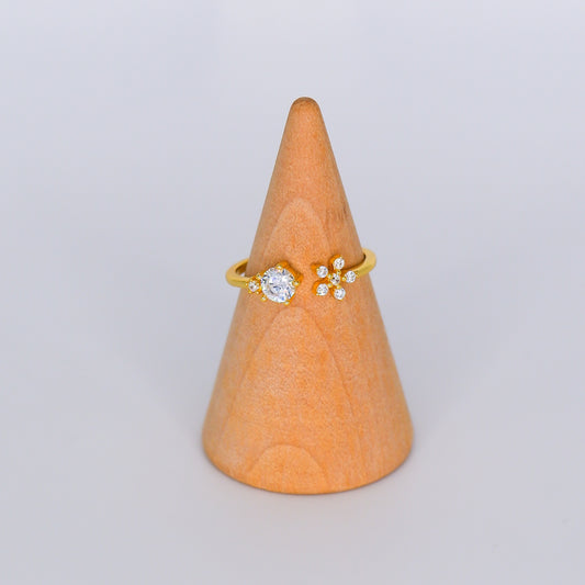 Anel S925 Ajustável Brilho e Flor