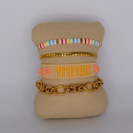 Pulseira Aço Inoxidável e Ajustável/ Missangas