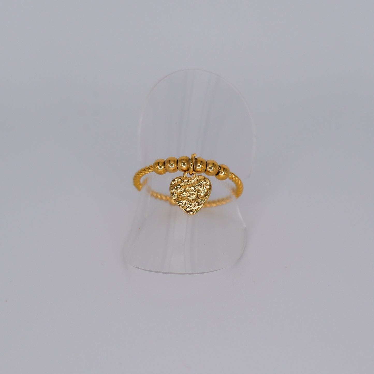 Anel Ajustável Dourado com Coração Pendente