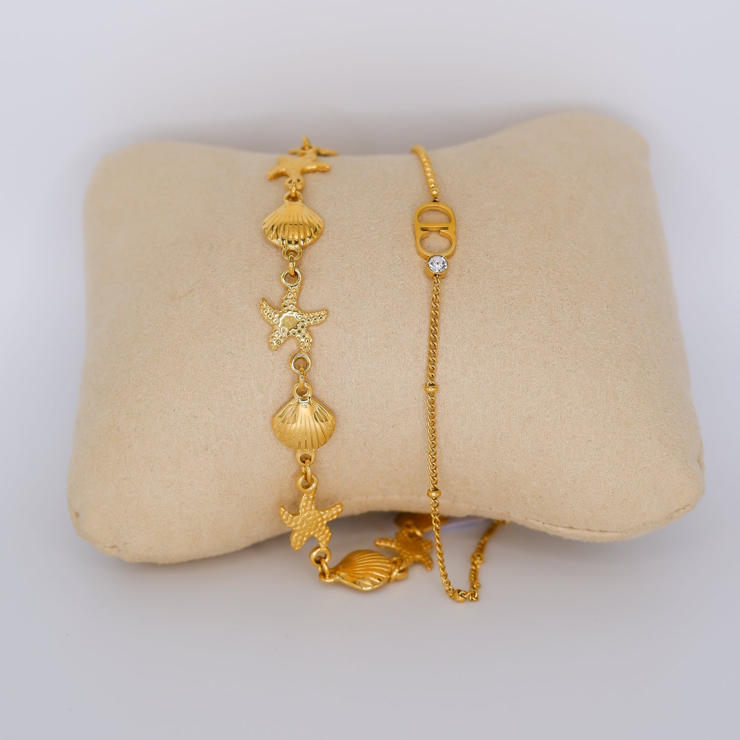 Pulseira Pé Dourada Conchas e Fininha