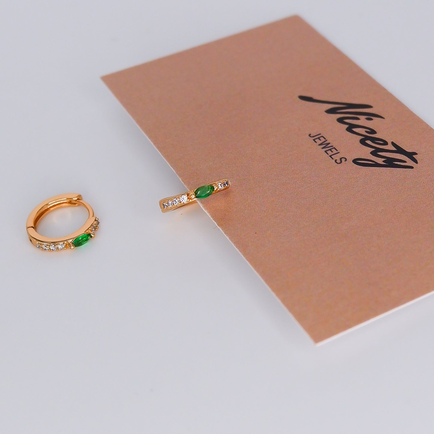 Argola Hipoalergénica 1 Brilhante Oval Verde