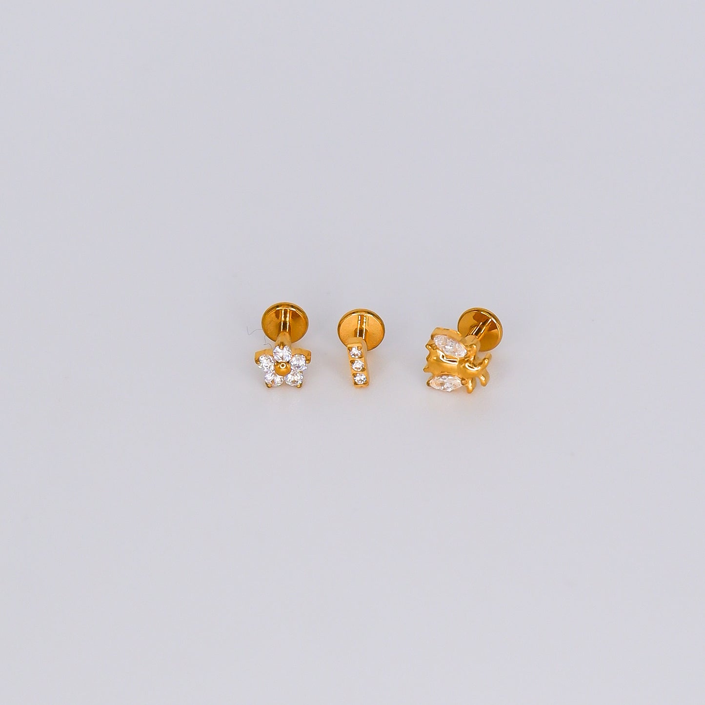 Piercing Achatado Flor, Risco e Abelha