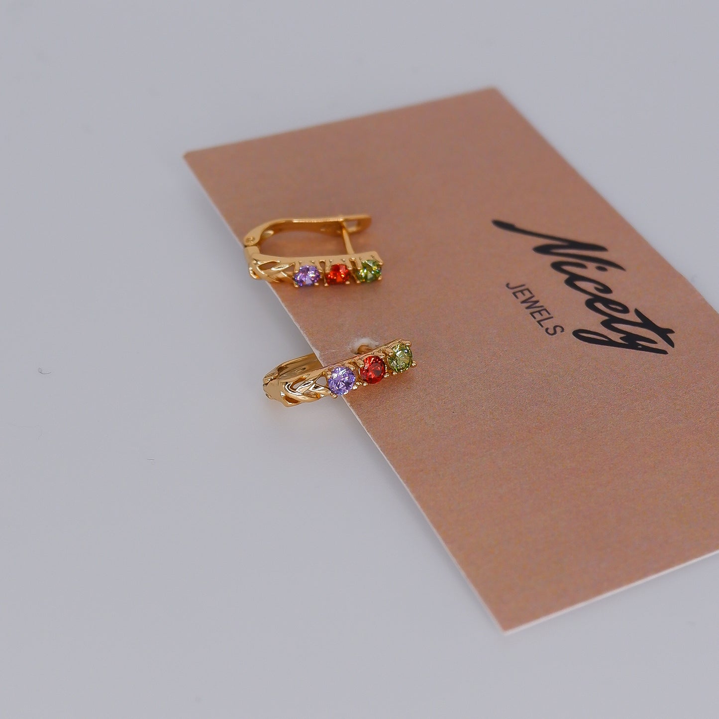 Argola Hipoalergénica 3 Brilhantes Coloridos