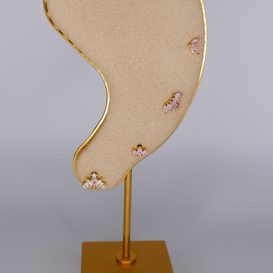 Piercings Bolinha Dourados Rosa Bebé