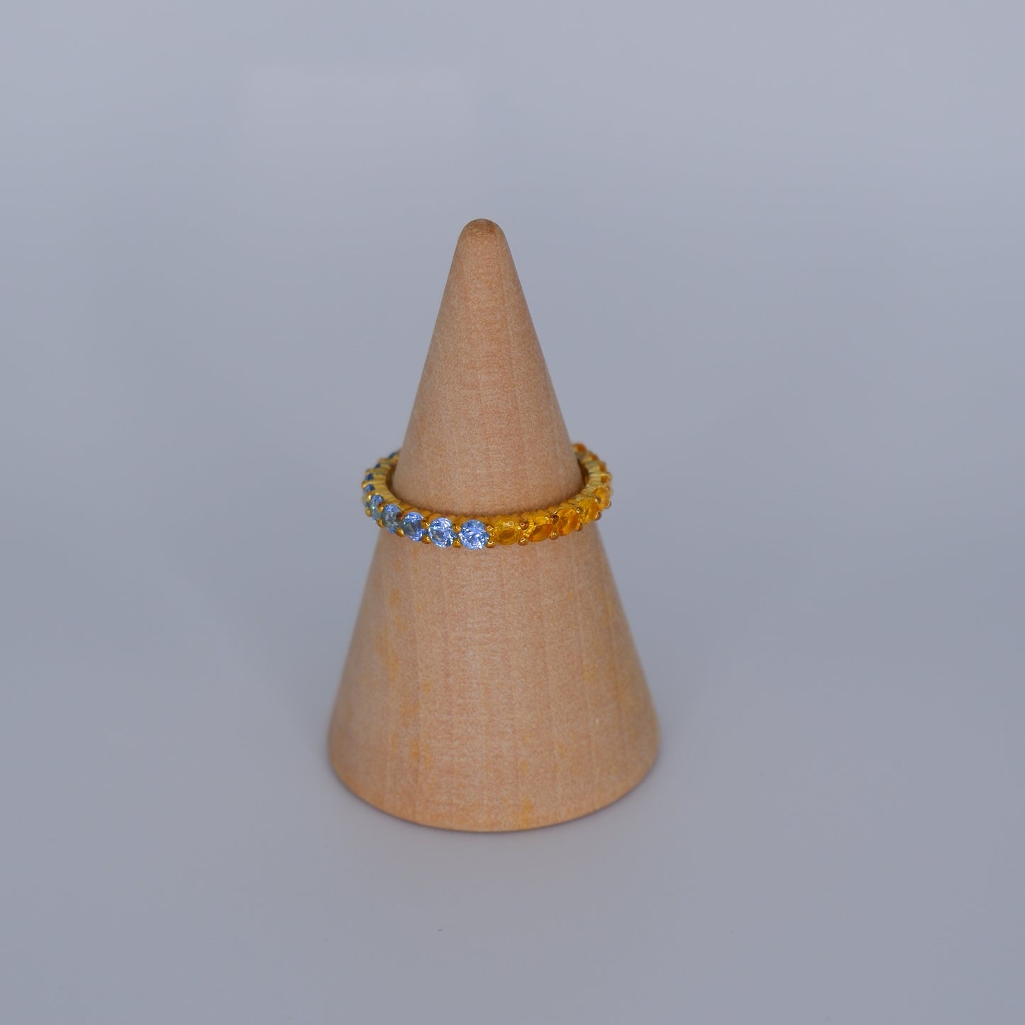 Anel S925 azul e amarelo