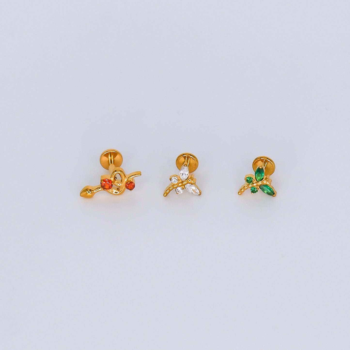 Piercing Achatado Cobra e Libelinha