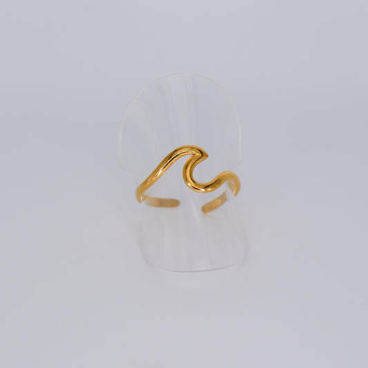 Anel Ajustável Onda Dourada
