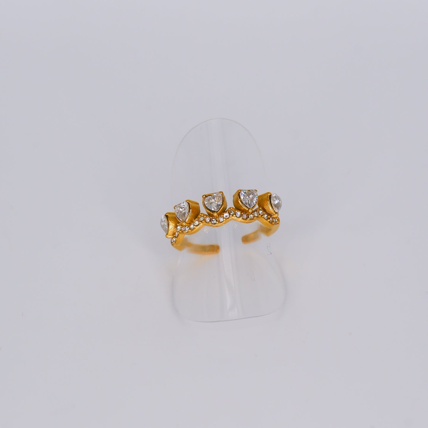 Anel 5 Corações Transparentes