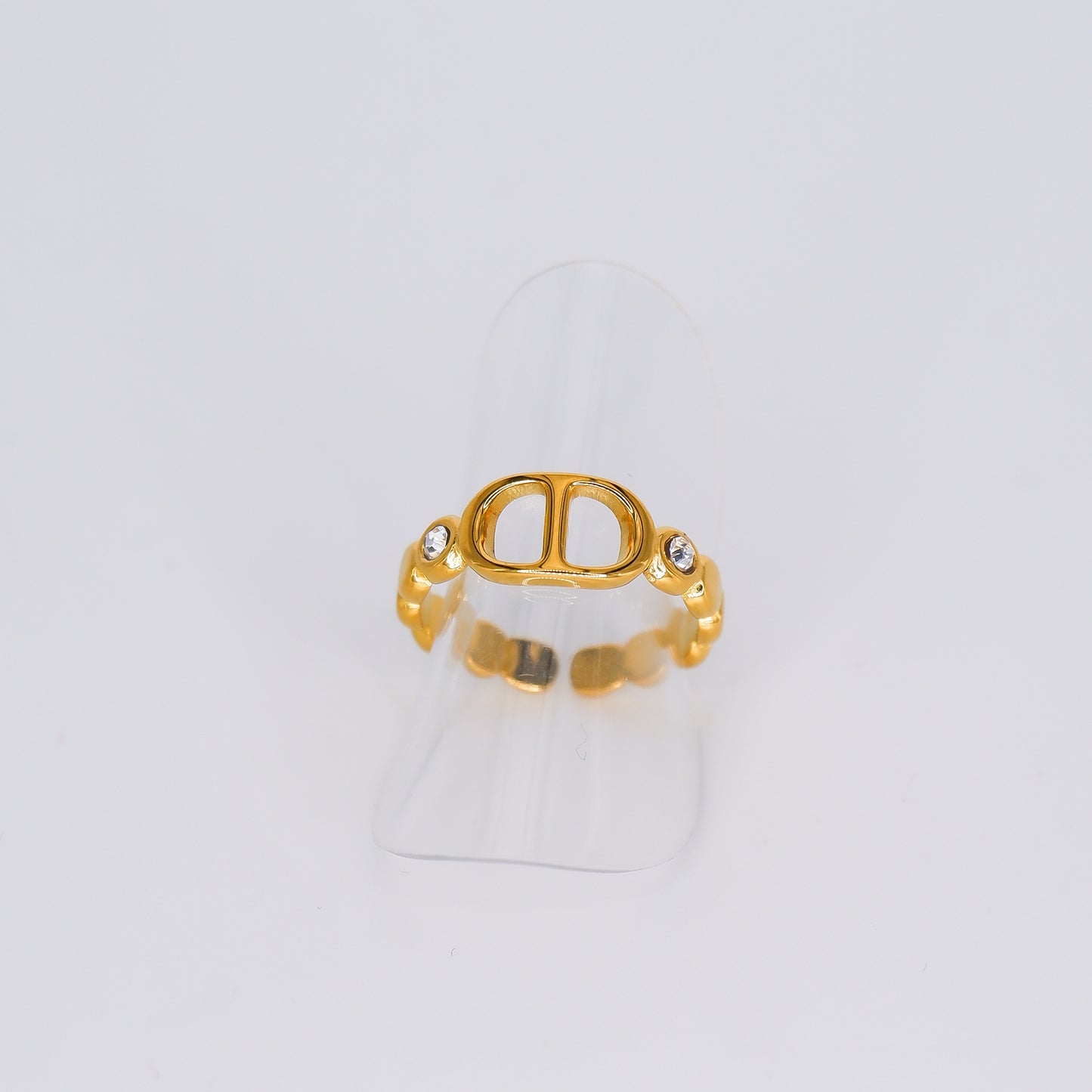 Anel 2 Brilhos Dourado