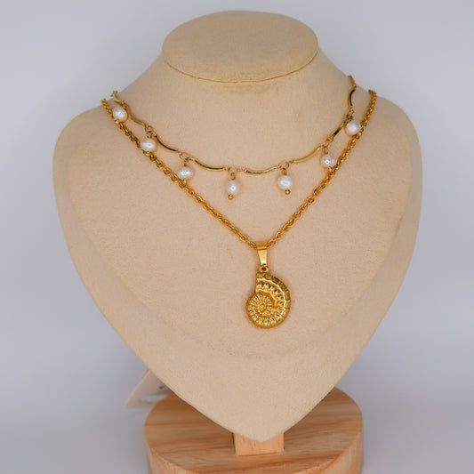 Colares Pérolas Pendentes e Colar Concha