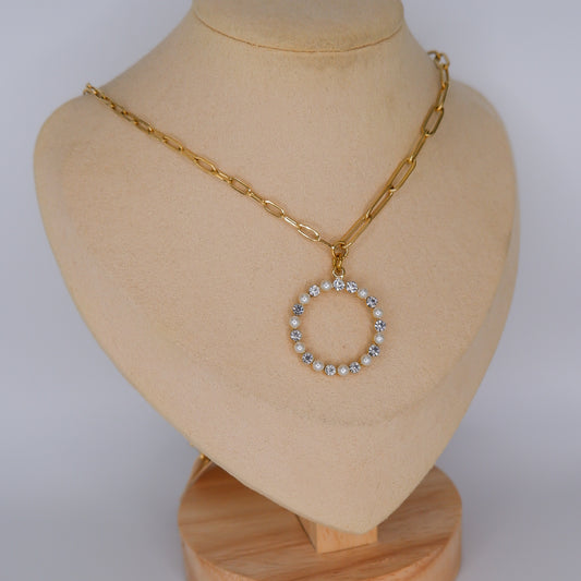 Colar Pérolas e Brilhantes