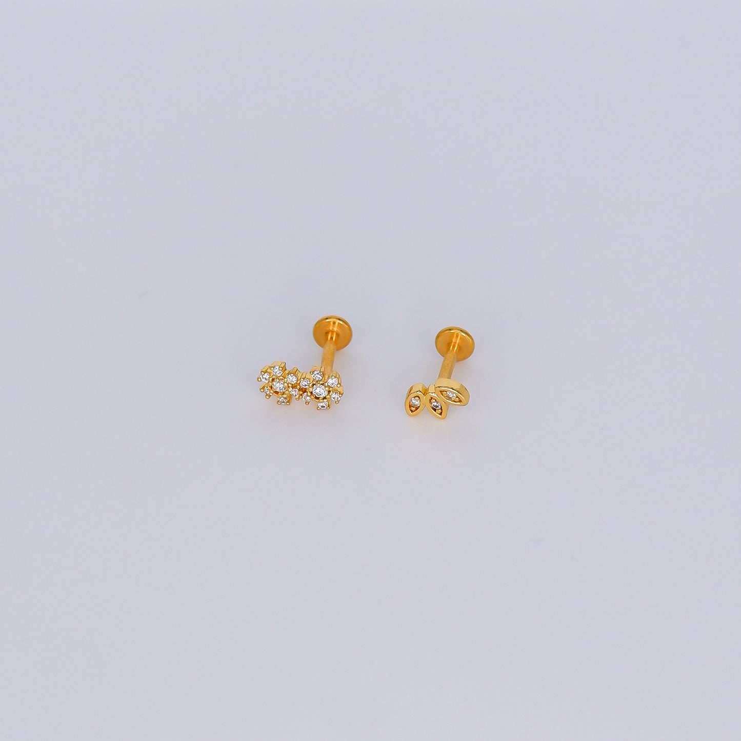 Piercing Achatado 2 Flores e 3 Folhas