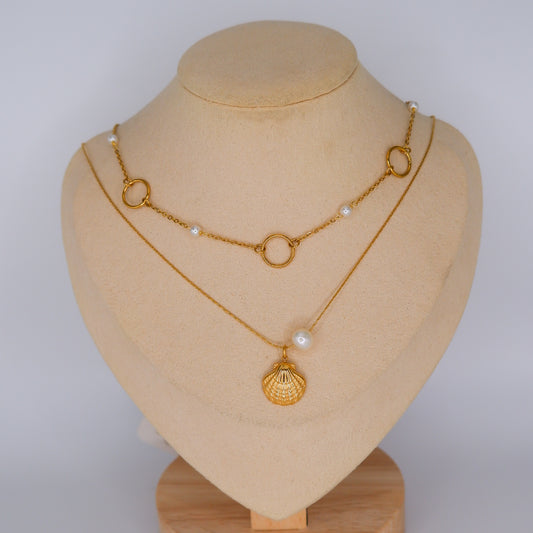 Colares Concha com Concha e Mini-Pérolas