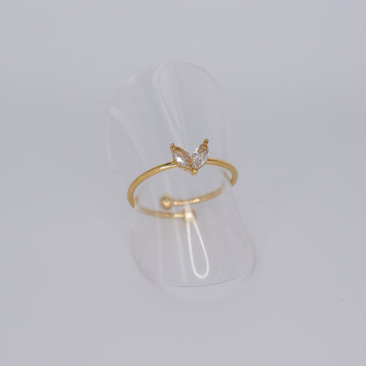 Anel Ajustável Dourado Folha Brilhante