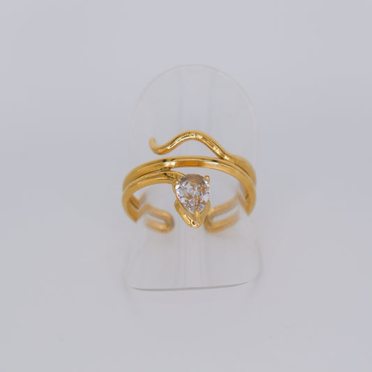 Anel Ajustável Cobra Dourada
