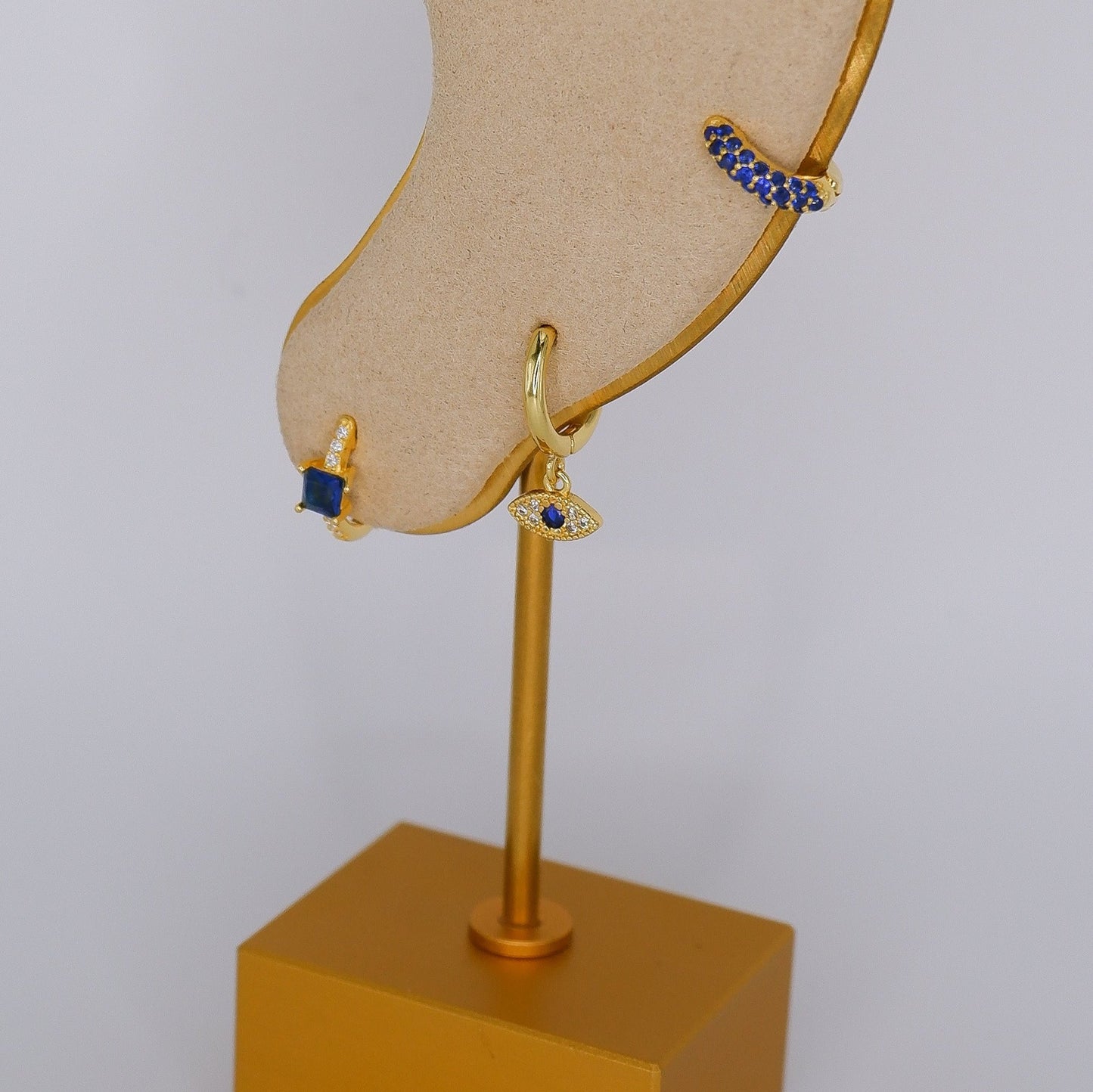 Argola S925 Azul Escuro c/ Brilhantes