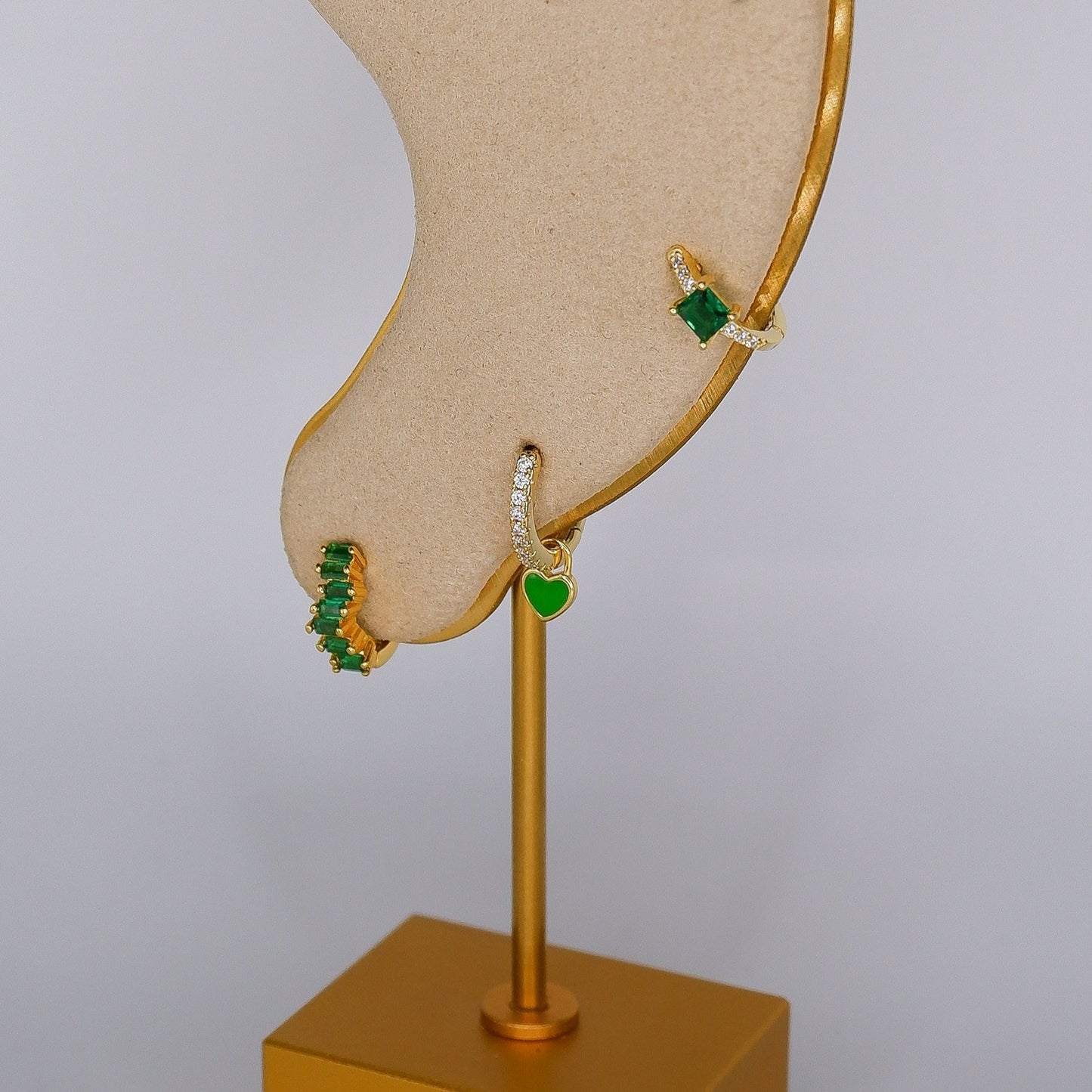 Argola S925 Verde c/ Brilhantes