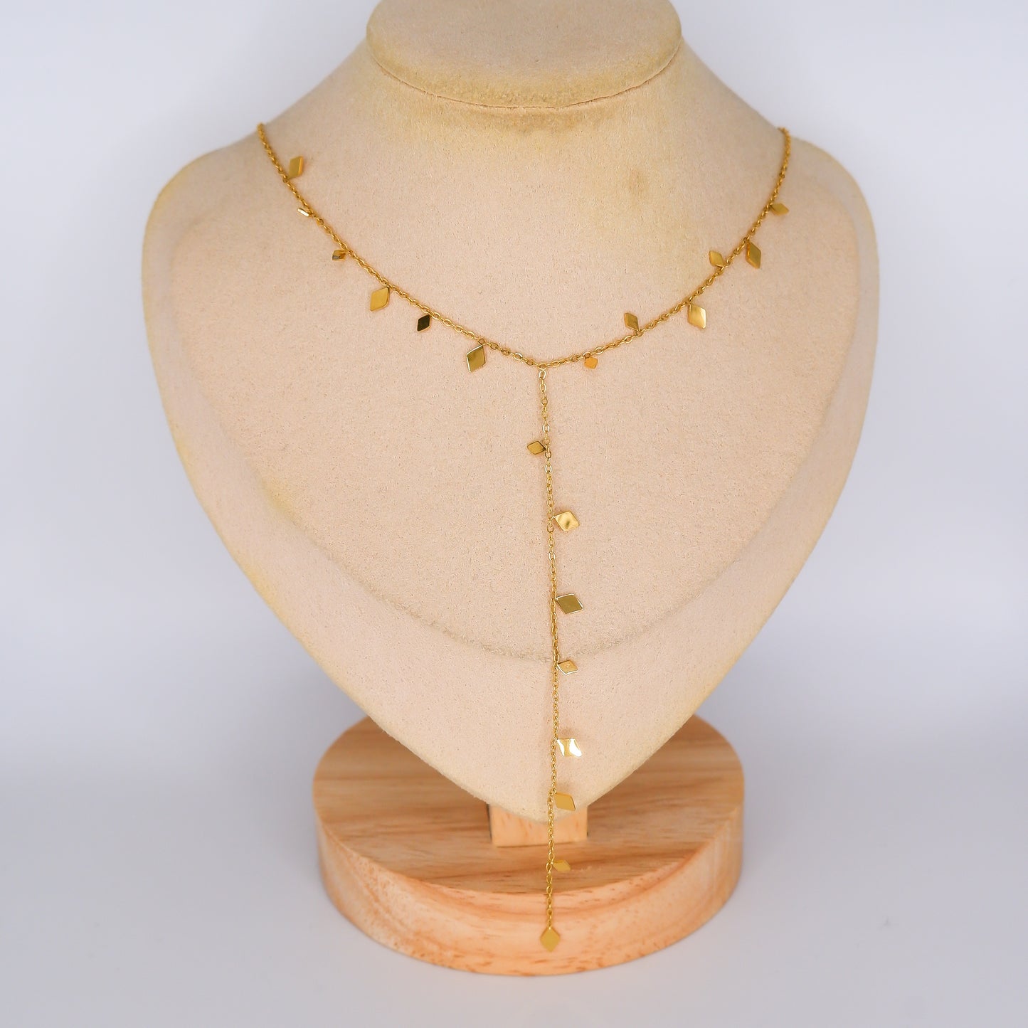 Colar Dourado Pendentes Losango Risco