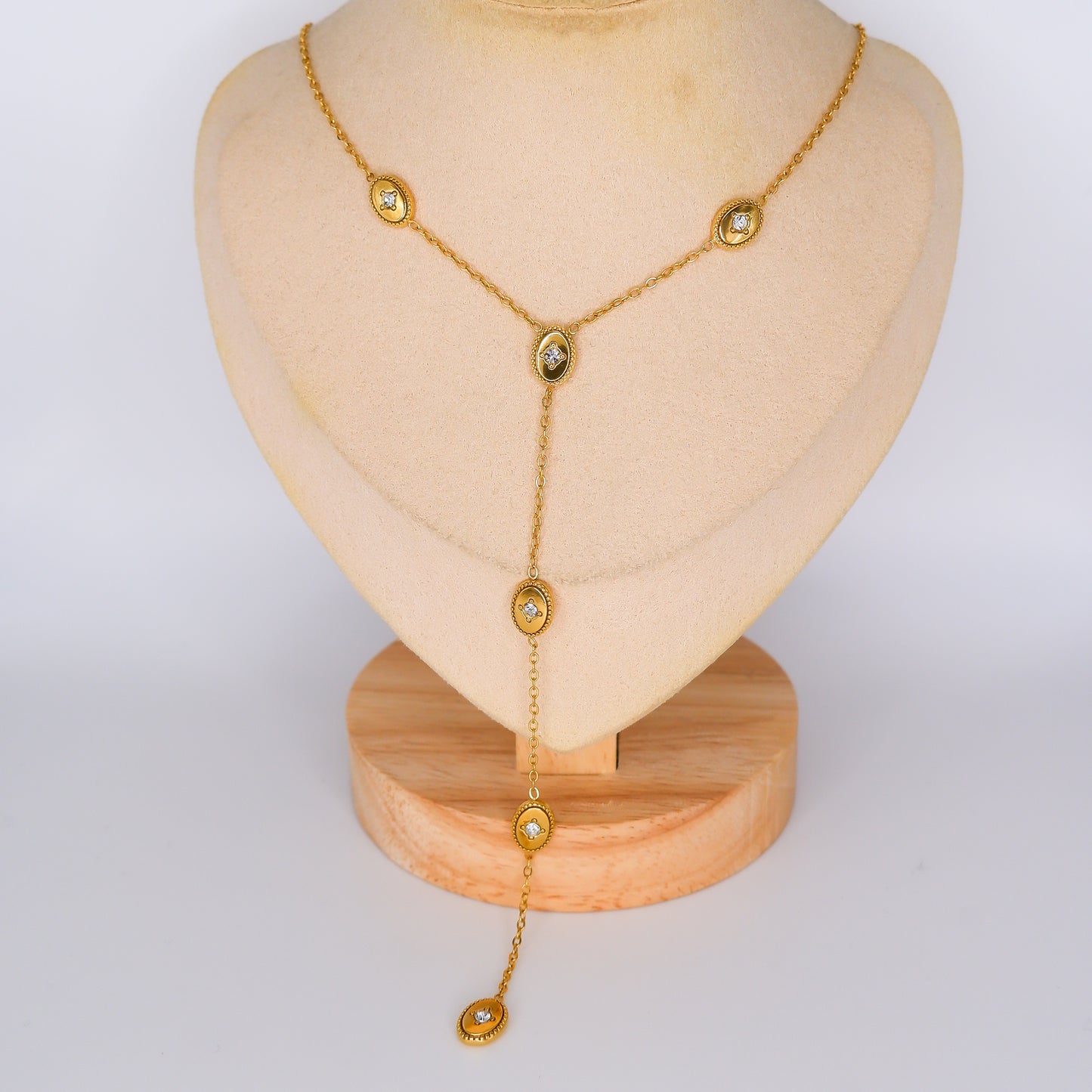 Colar Bolas Dourado Pendente Risco