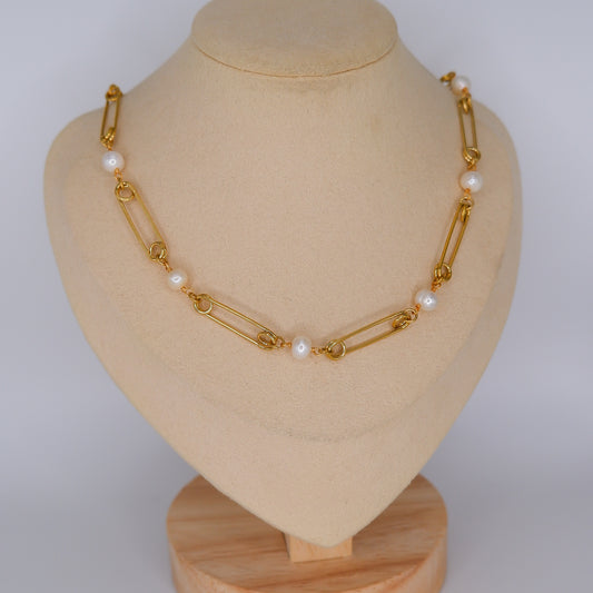 Colar Corrente com Pérolas