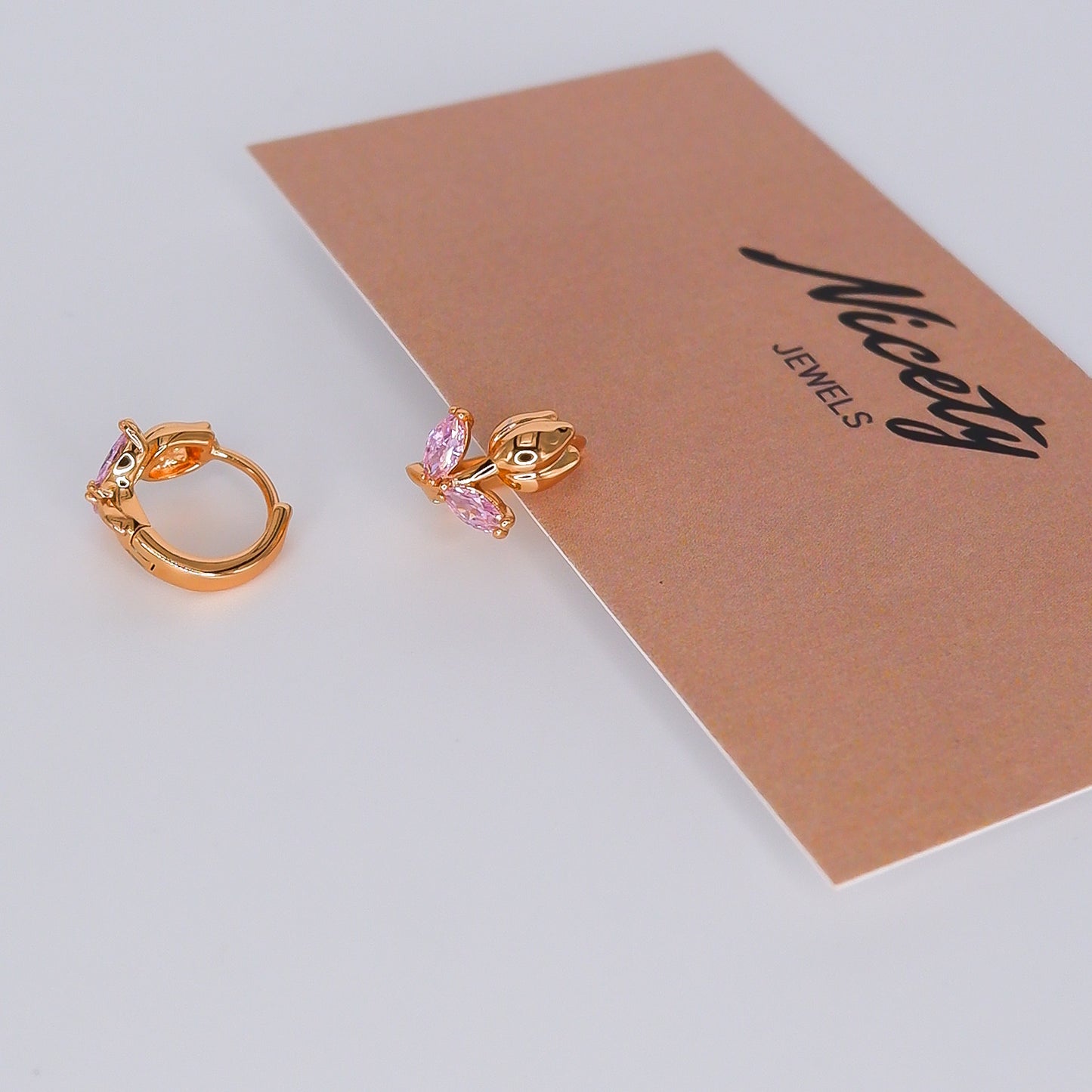 Argola Hipoalergénica Tulipa Rosa