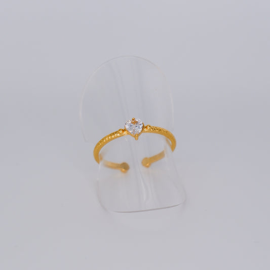 Anel Ajustável Dourado Coração Transparente