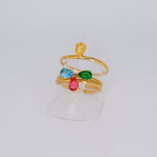 3 Anéis Ajustável Dourado com Cores
