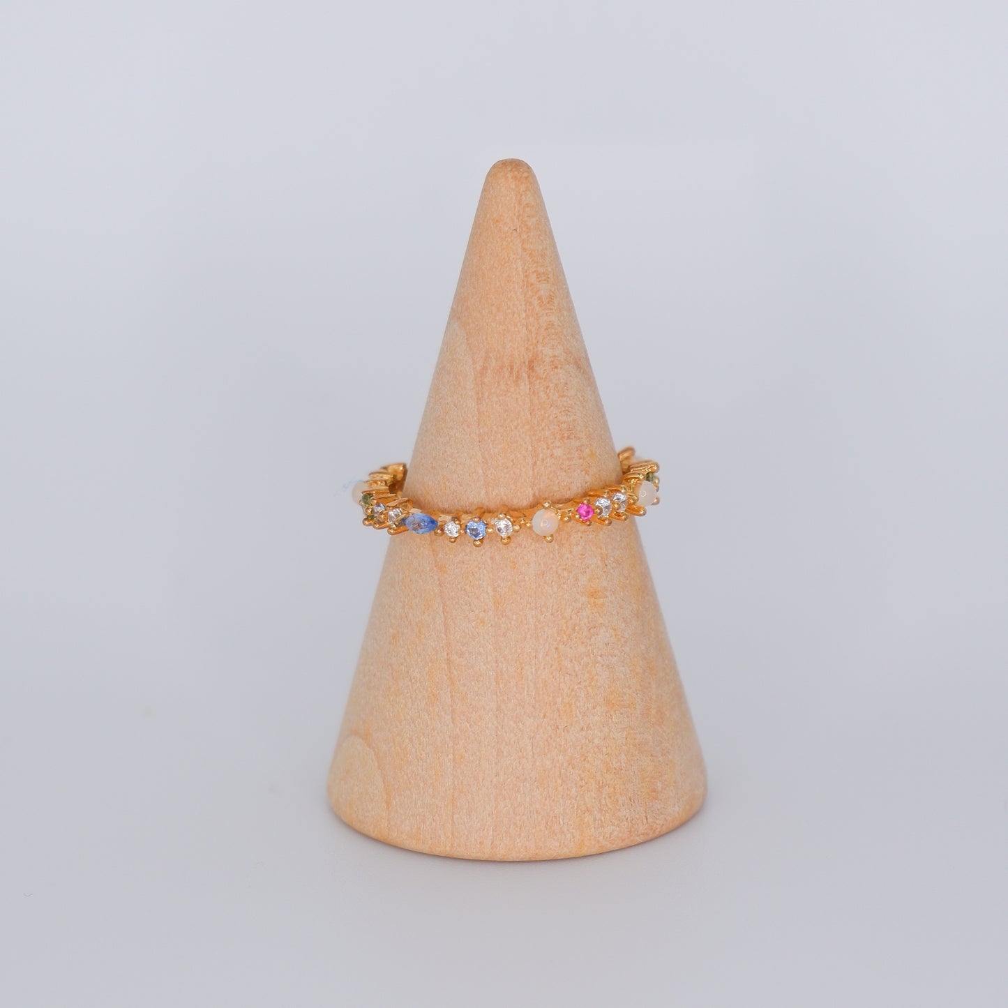 Anel Dourado Rosado com Cores