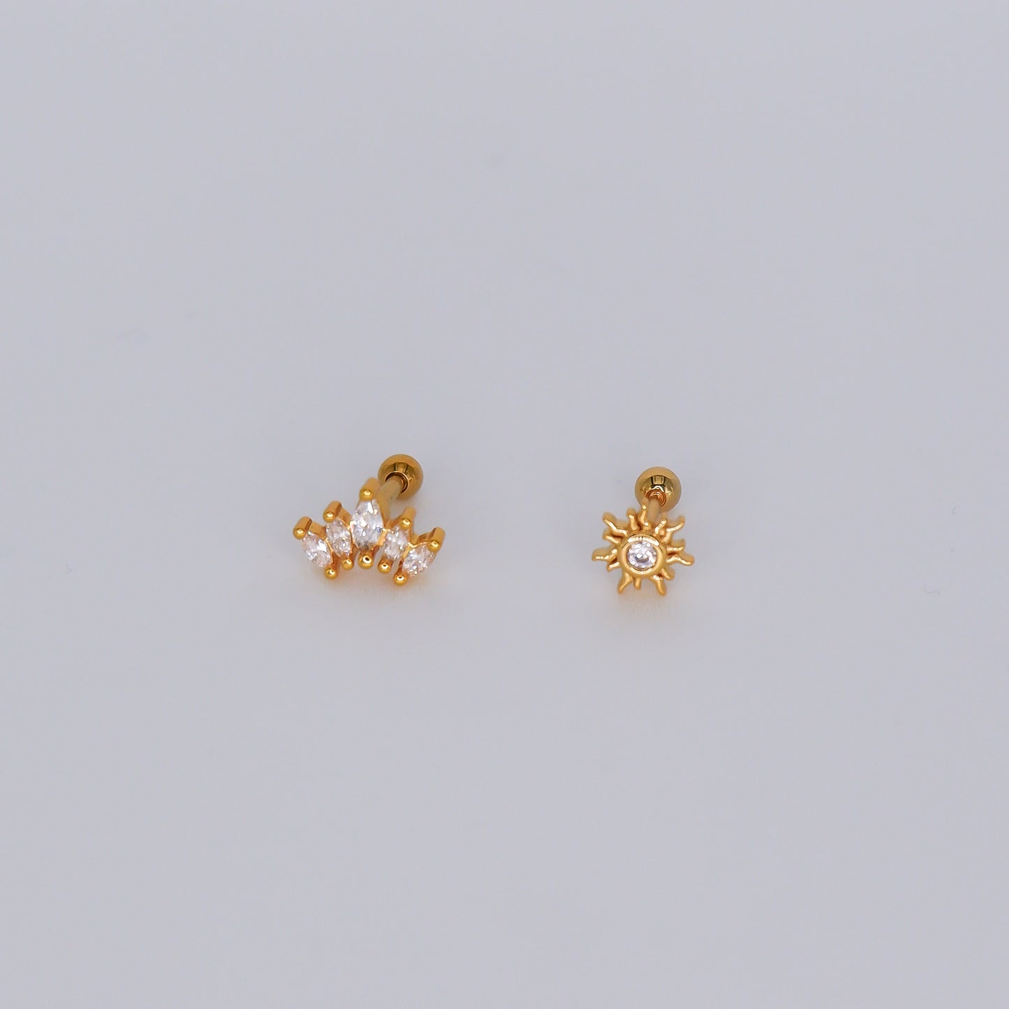 Piercing Bolinha Coroa e Sol