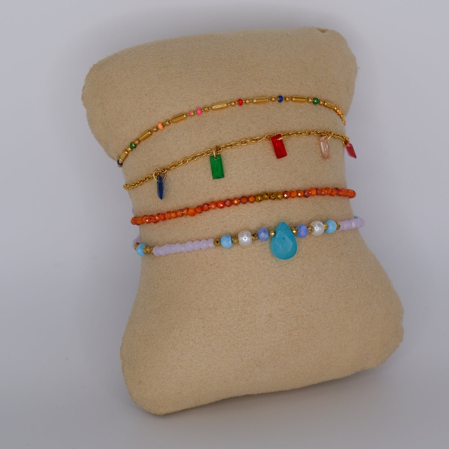 Pulseira Aço Inoxidável Colorida, Pendentes, Laranja e Azul