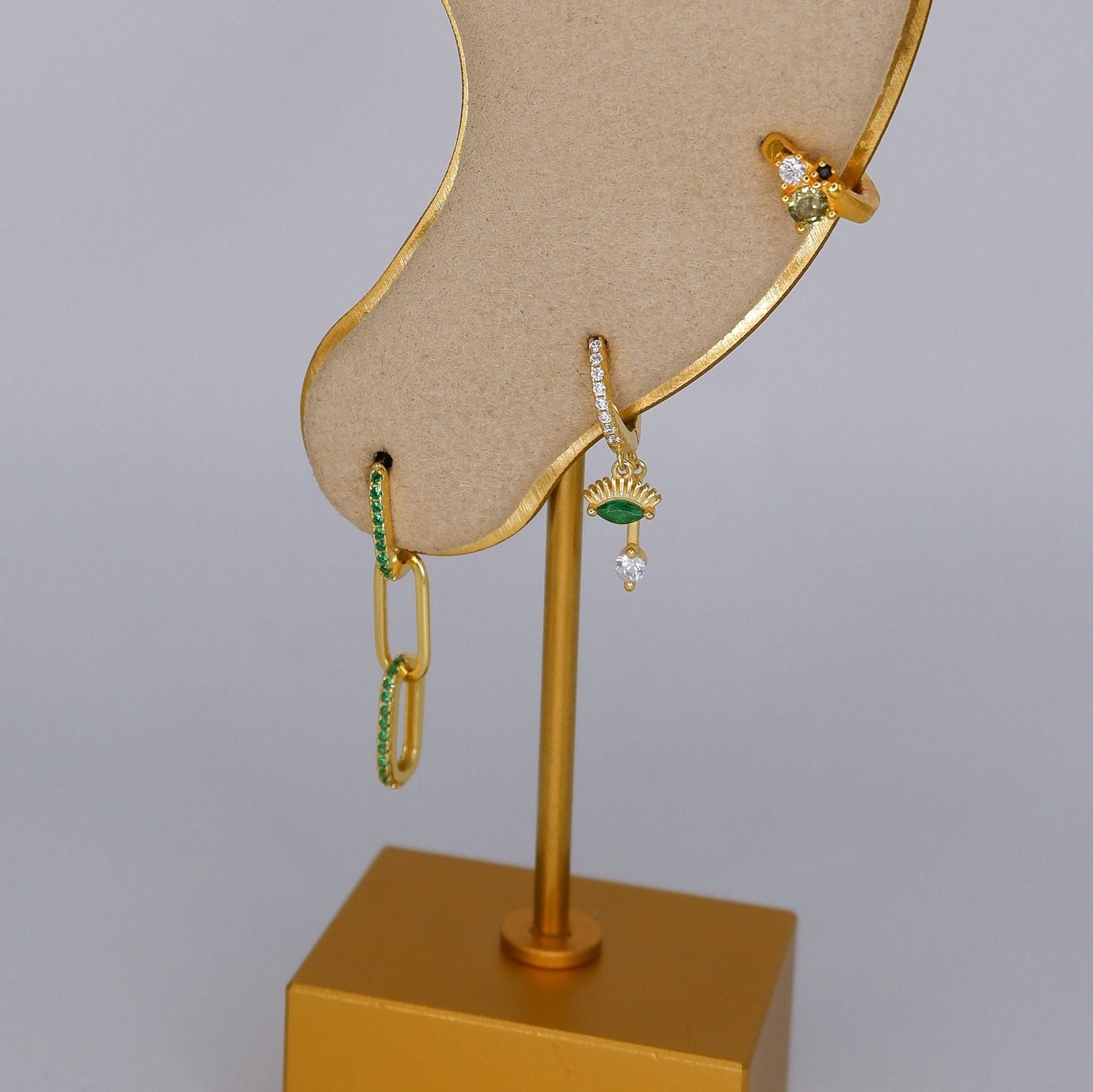 Argola S925 Verde c/ Brilhantes