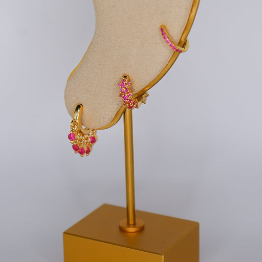 Argola S925 Rosa Pendentes, Flores, Fina Brilhantes