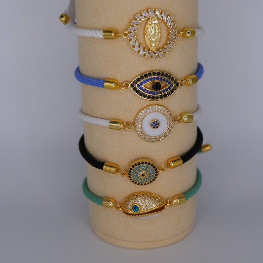 Pulseira Tecido Ajustável c/ Brilhantes