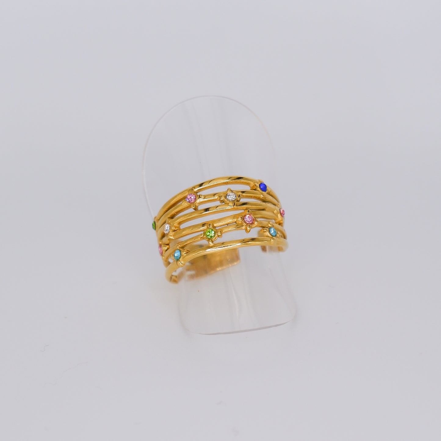 Anel Dourado Colorido