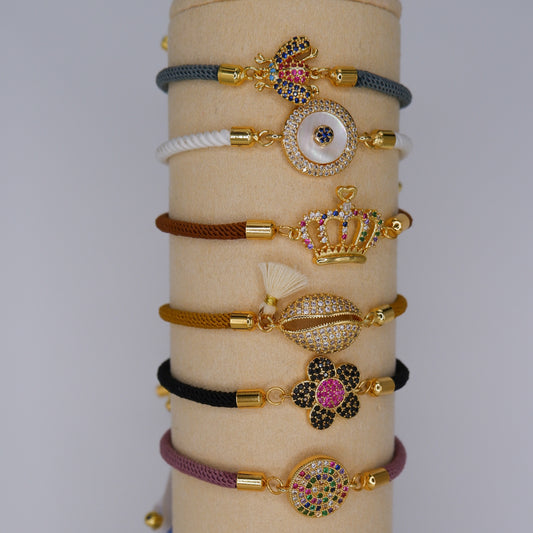 Pulseira Tecido Ajustável c/ Brilhantes