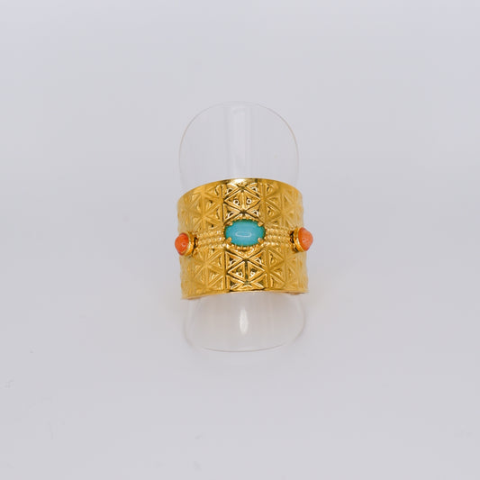 Anel Ajustável Dourado Largo