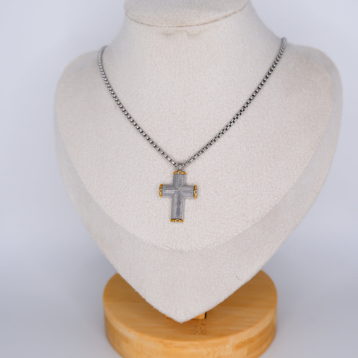 Colar de Homem Cruz Bicolor